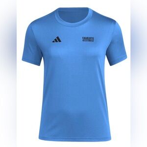 adidas Women's Charlotte FC Pre-Game Short Sleeve T-Shirt Sharp Blue 2XL New